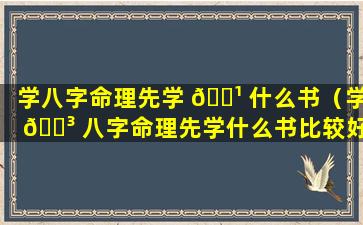 学八字命理先学 🌹 什么书（学 🌳 八字命理先学什么书比较好）